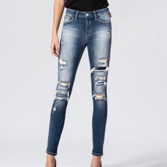 Felicia Distressed Dark Wash Jeans - Picture 1 of 8